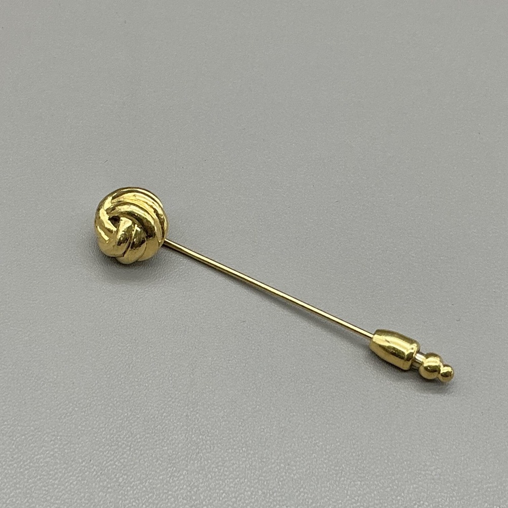 Vintage Crown Trifari Gold Tone‎ Knot Stick Pin Lapel Hat Scarf Brooch 2.25 In